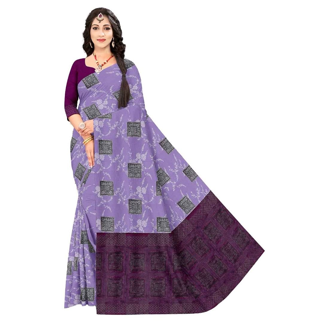 Authenzaa Women Saree ASWS056  Purple 