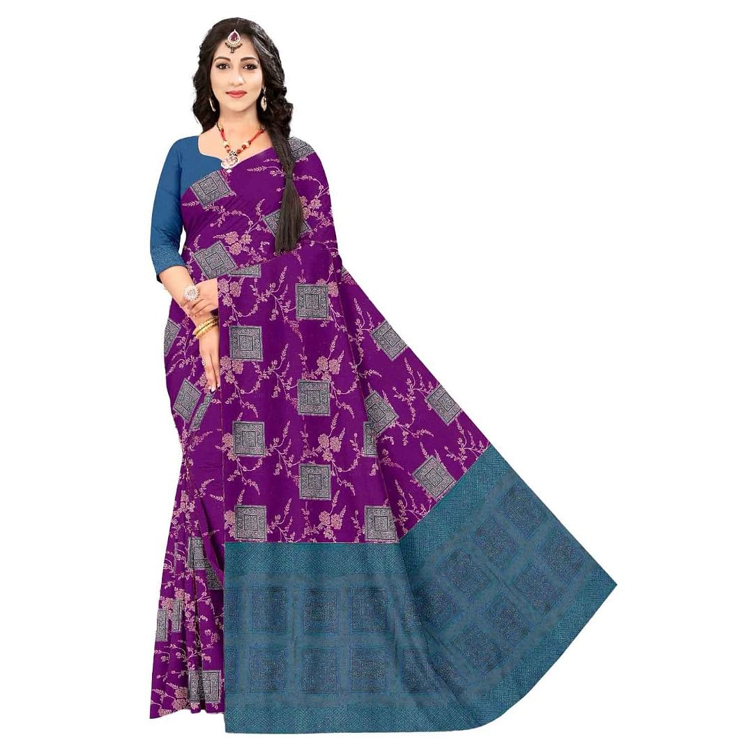 Authenzaa Women Saree ASWS056  Wine 