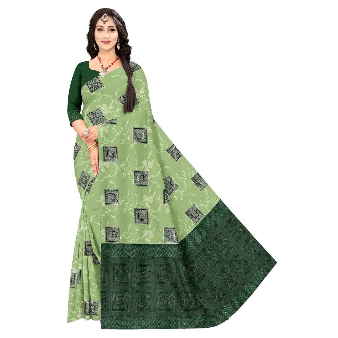 Authenzaa Women Saree ASWS056  Bottle Green 