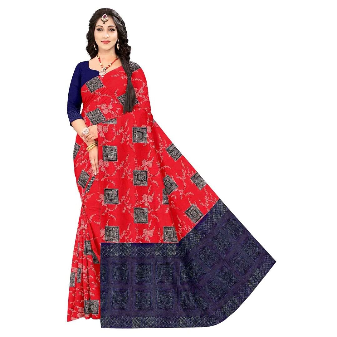 Authenzaa Women Saree ASWS056  Carrot 
