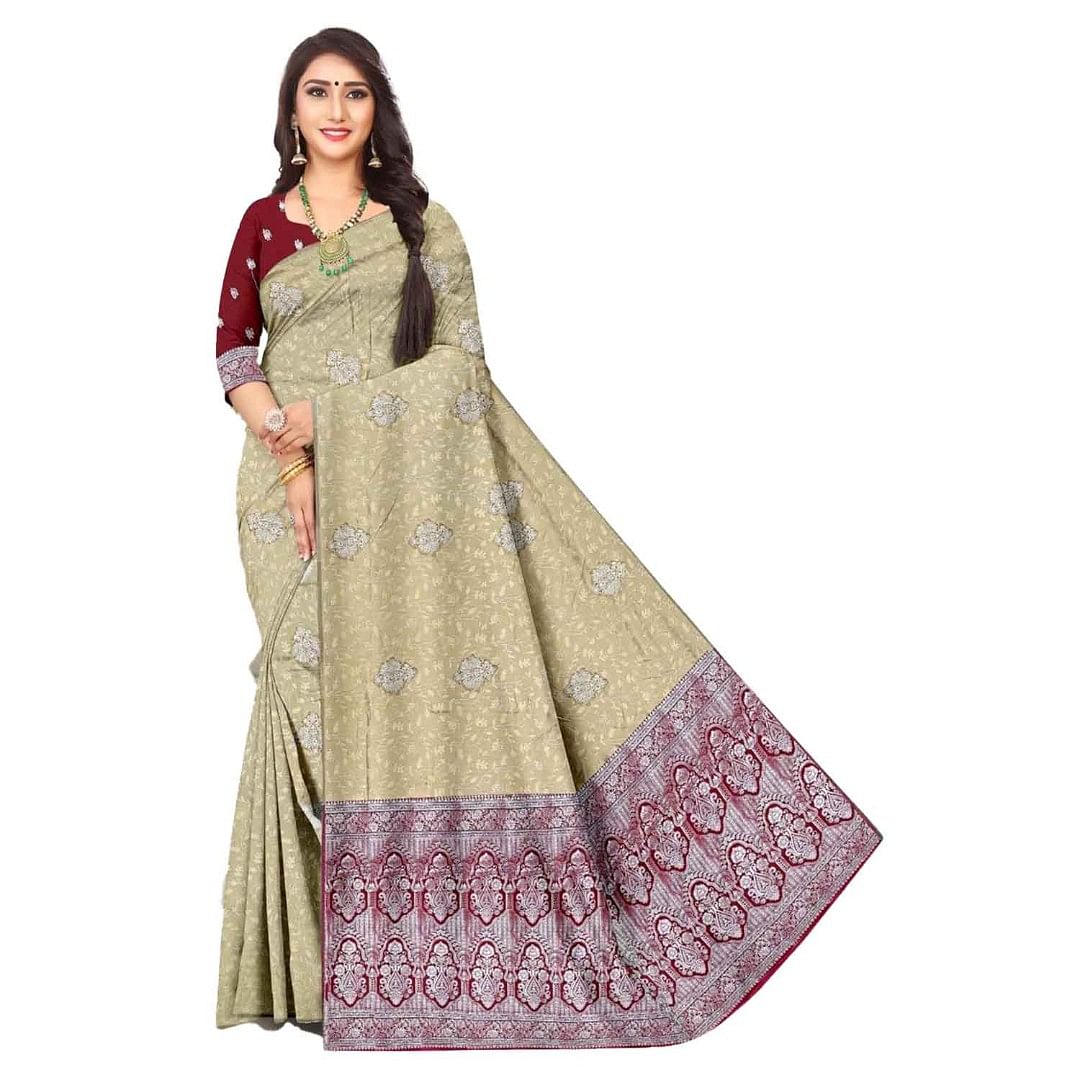 Authenzaa Women Saree ASWS058 Skin 