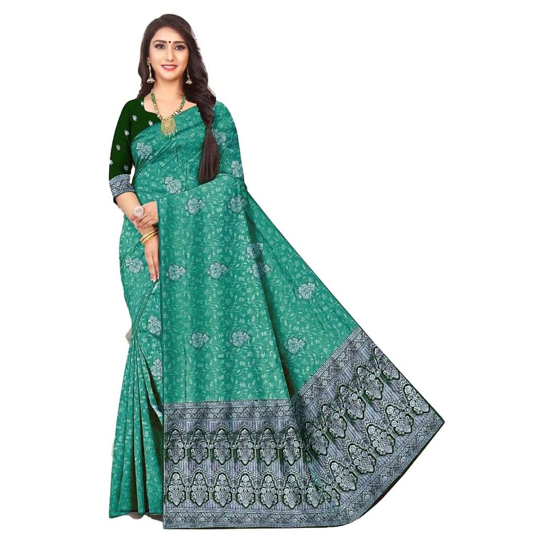 Authenzaa Women Saree ASWS058 Sea Green 