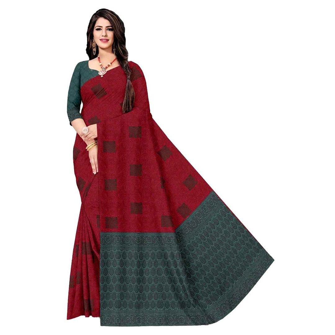 Authenzaa Women Saree ASWS060  Maroon 