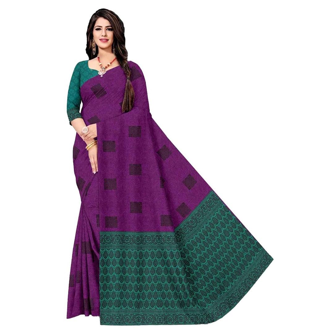 Authenzaa Women Saree ASWS060  Purple 