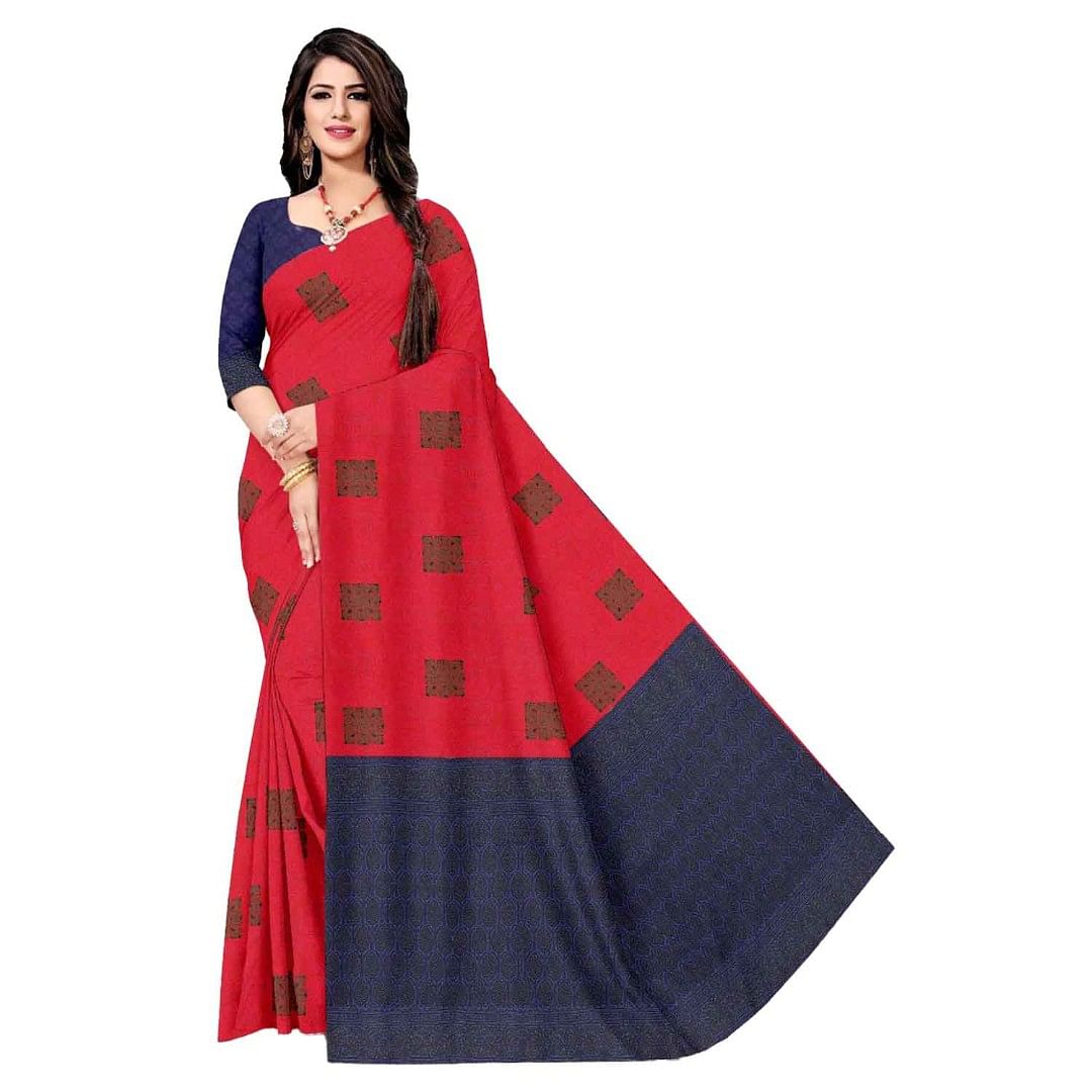 Authenzaa Women Saree ASWS060  Carrot 