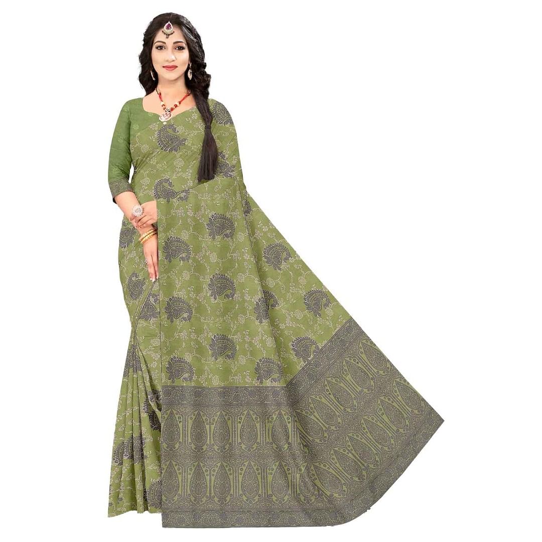 Authenzaa Women Saree ASWS064 Pista 