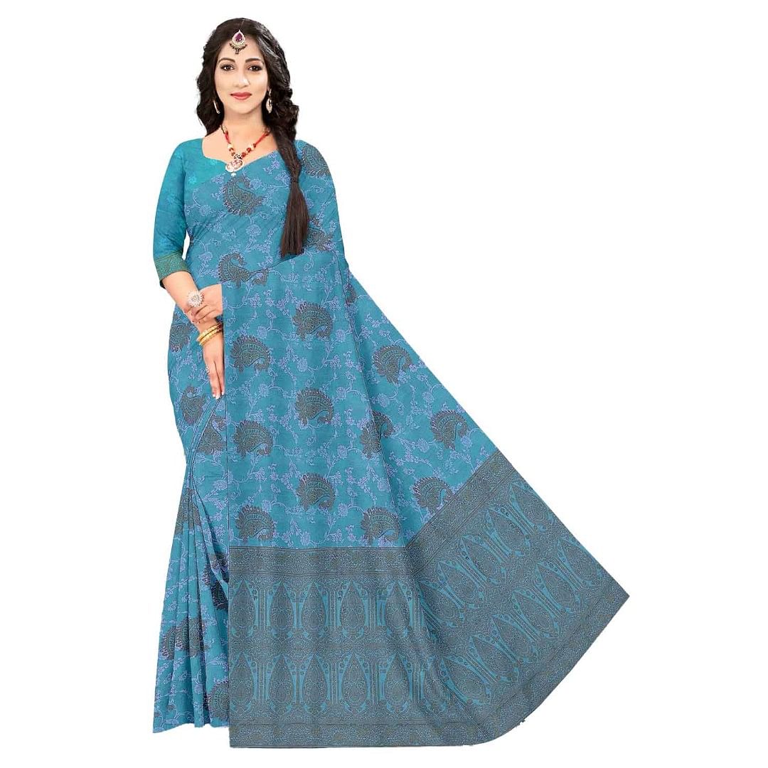 Authenzaa Women Saree ASWS064 Sky 