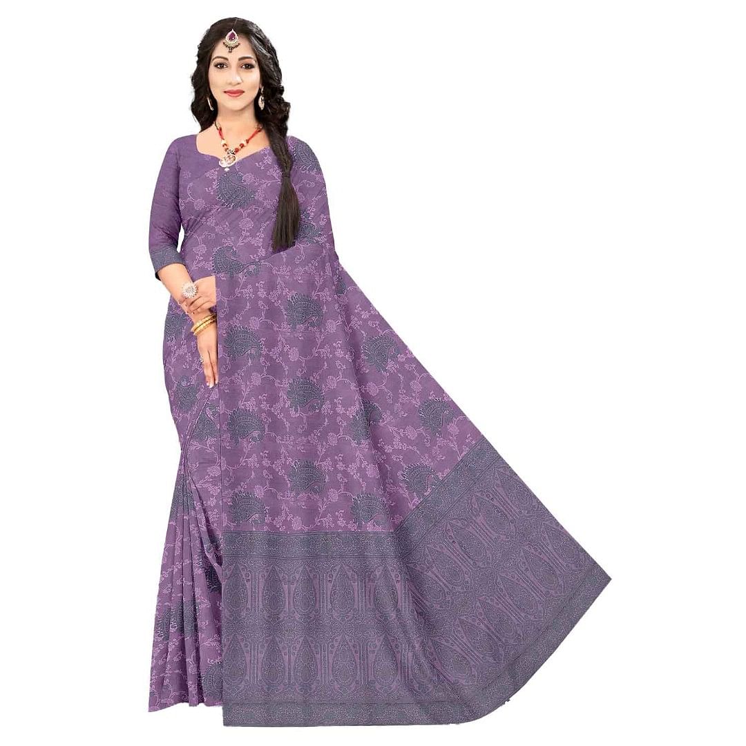Authenzaa Women Saree ASWS064 Lavender 