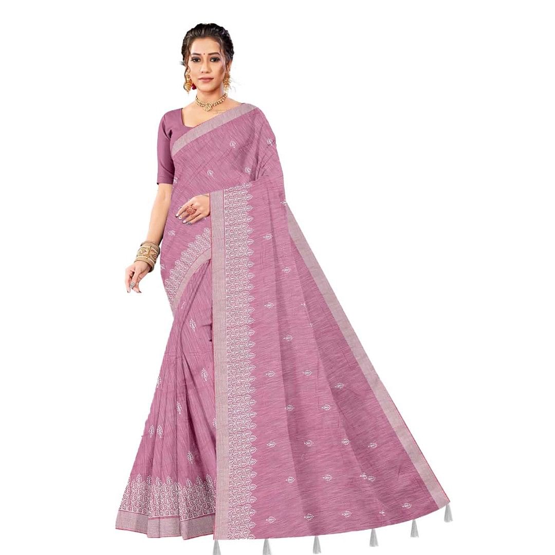 Authenzaa Women Saree ASWS074 Pink 