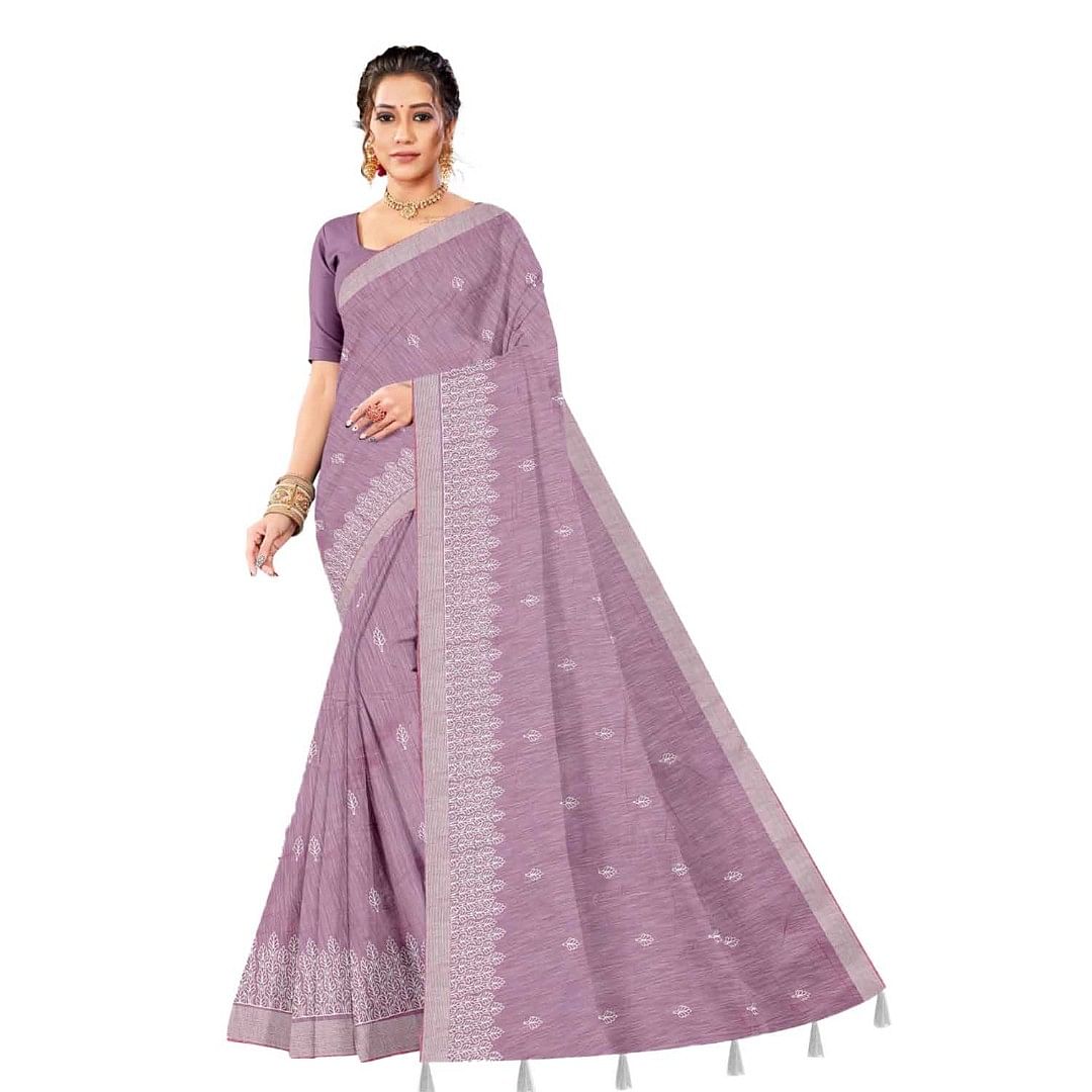 Authenzaa Women Saree ASWS074 Purple 