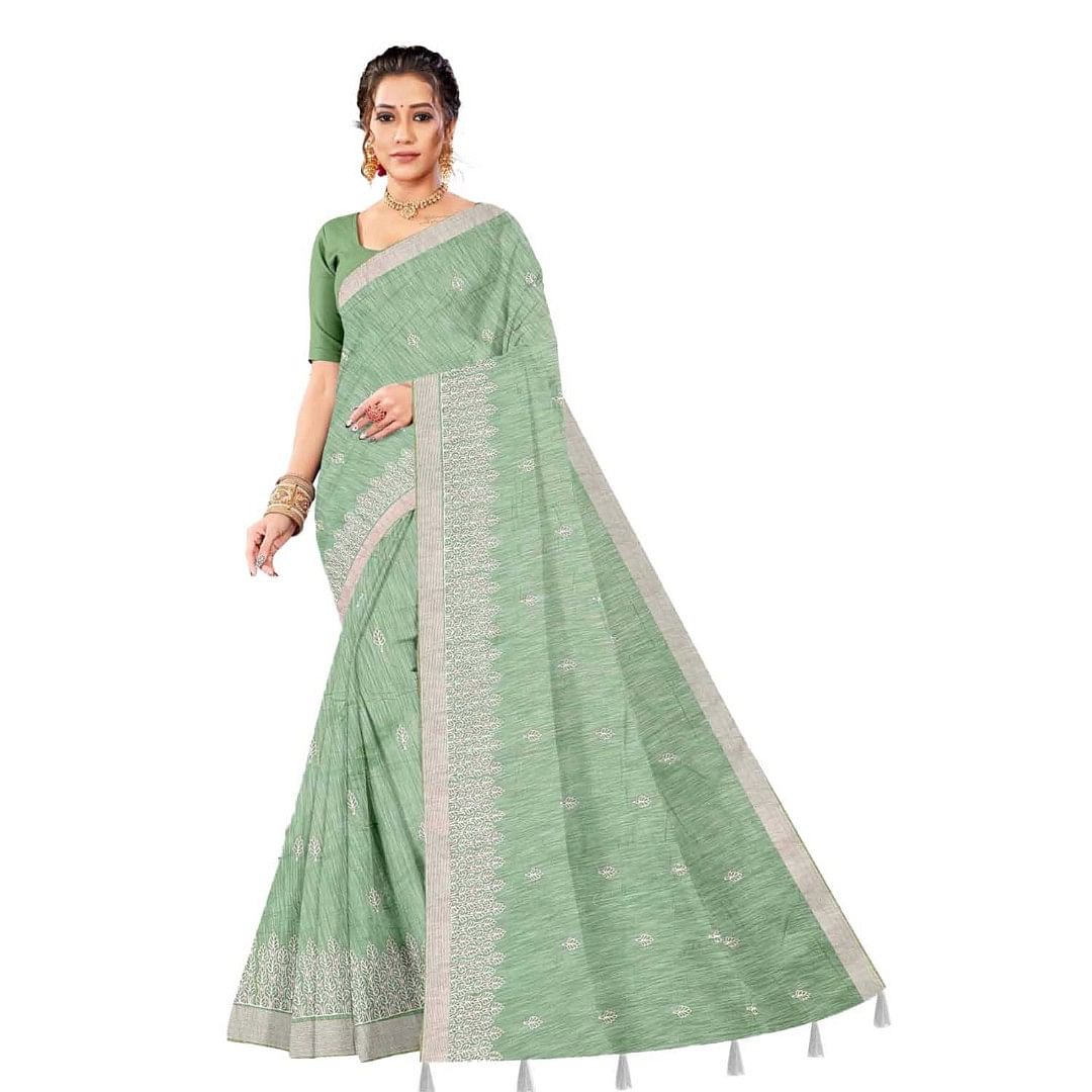 Authenzaa Women Saree ASWS074 Pista 