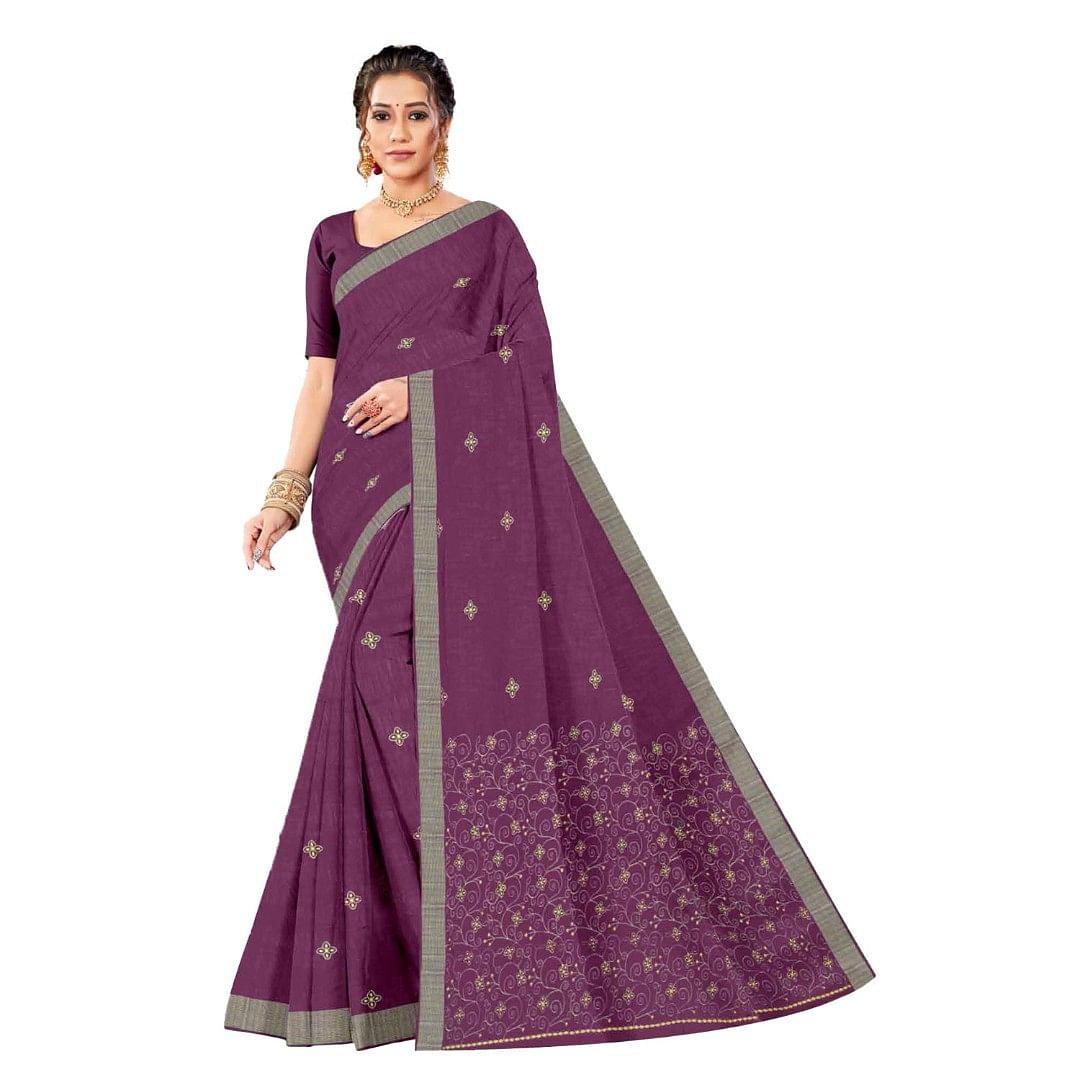 Authenzaa Women Saree ASWS077 Wine 