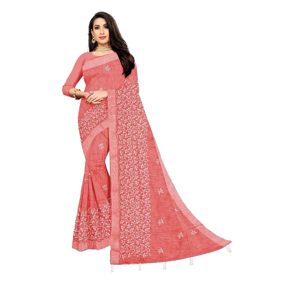 Authenzaa Women Saree ASWS080 Pink 