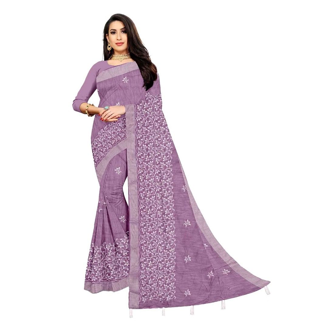 Authenzaa Women Saree ASWS080 Purple 