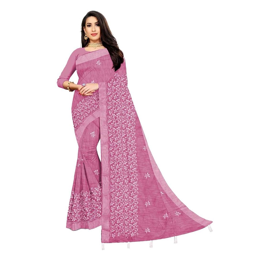 Authenzaa Women Saree ASWS080 Peach 