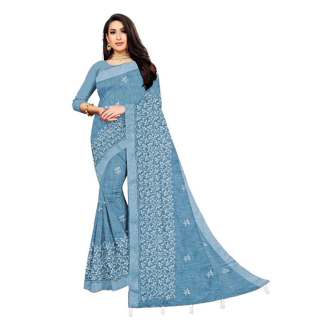 Authenzaa Women Saree ASWS080 Turqoise 