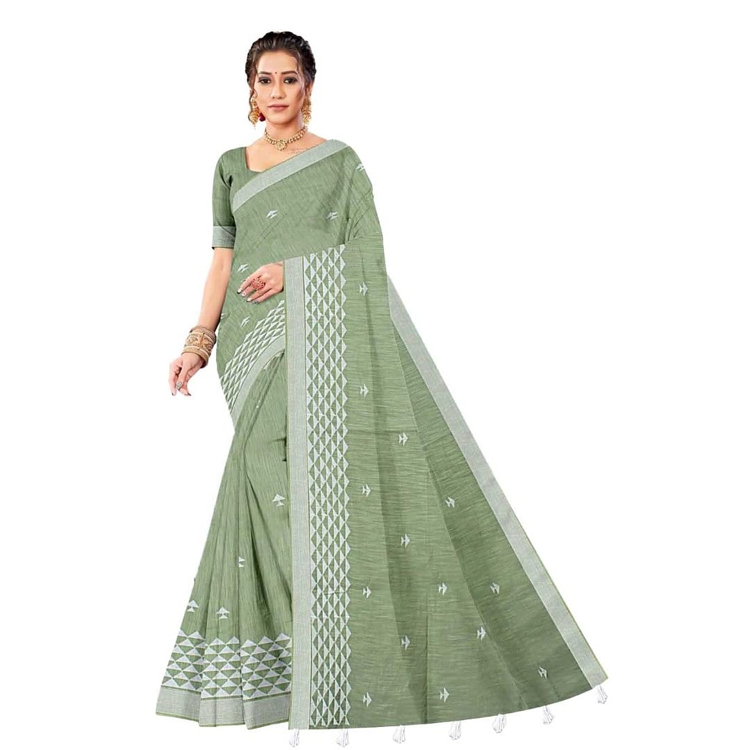 Authenzaa Women Saree ASWS079 Pista 