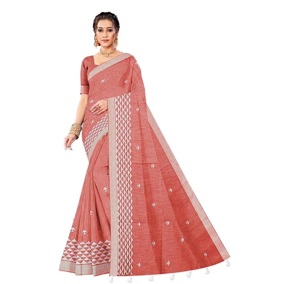 Authenzaa Women Saree ASWS079 Carrot 