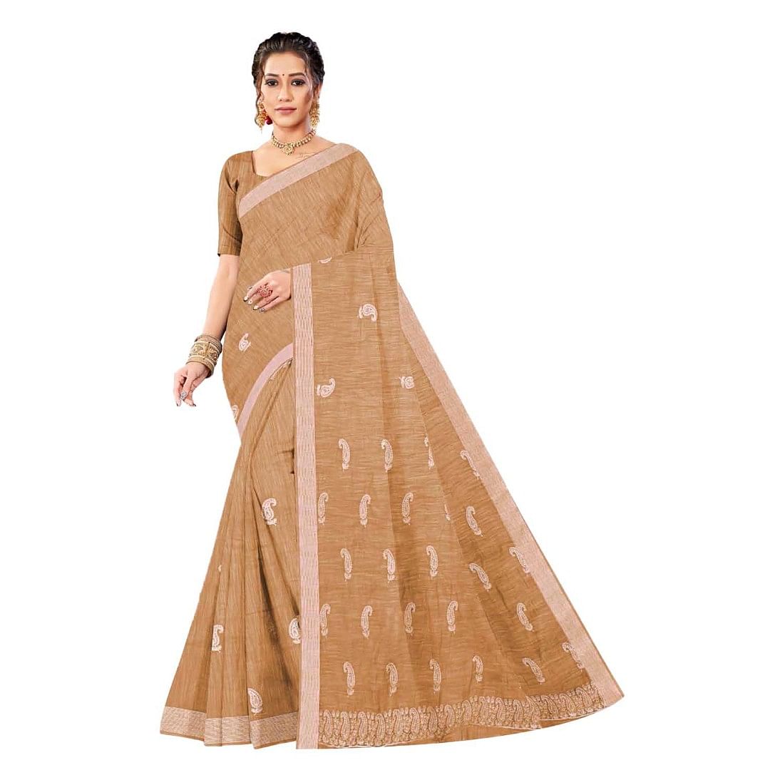 Authenzaa Women Saree ASWS078 Skin 