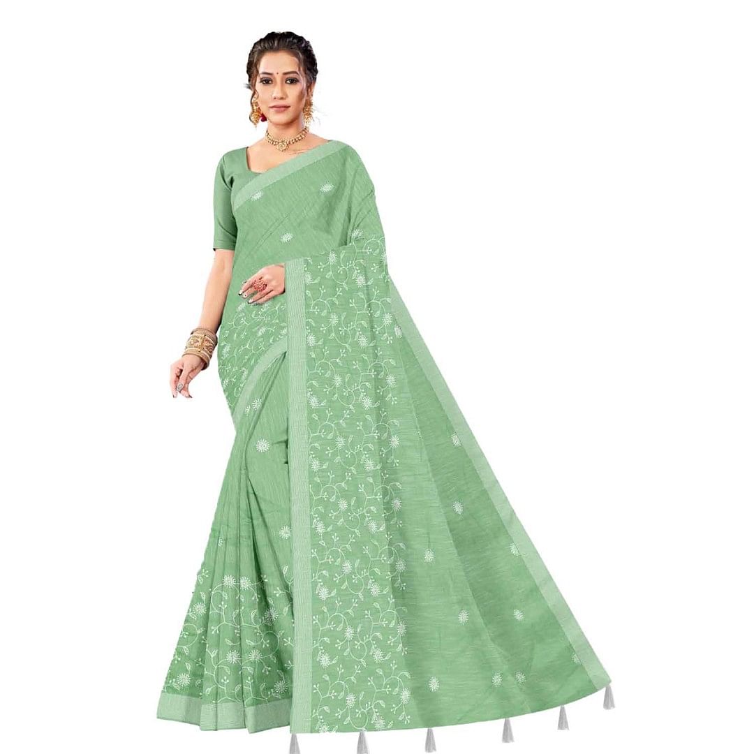 Authenzaa Women Saree ASWS076 Green 