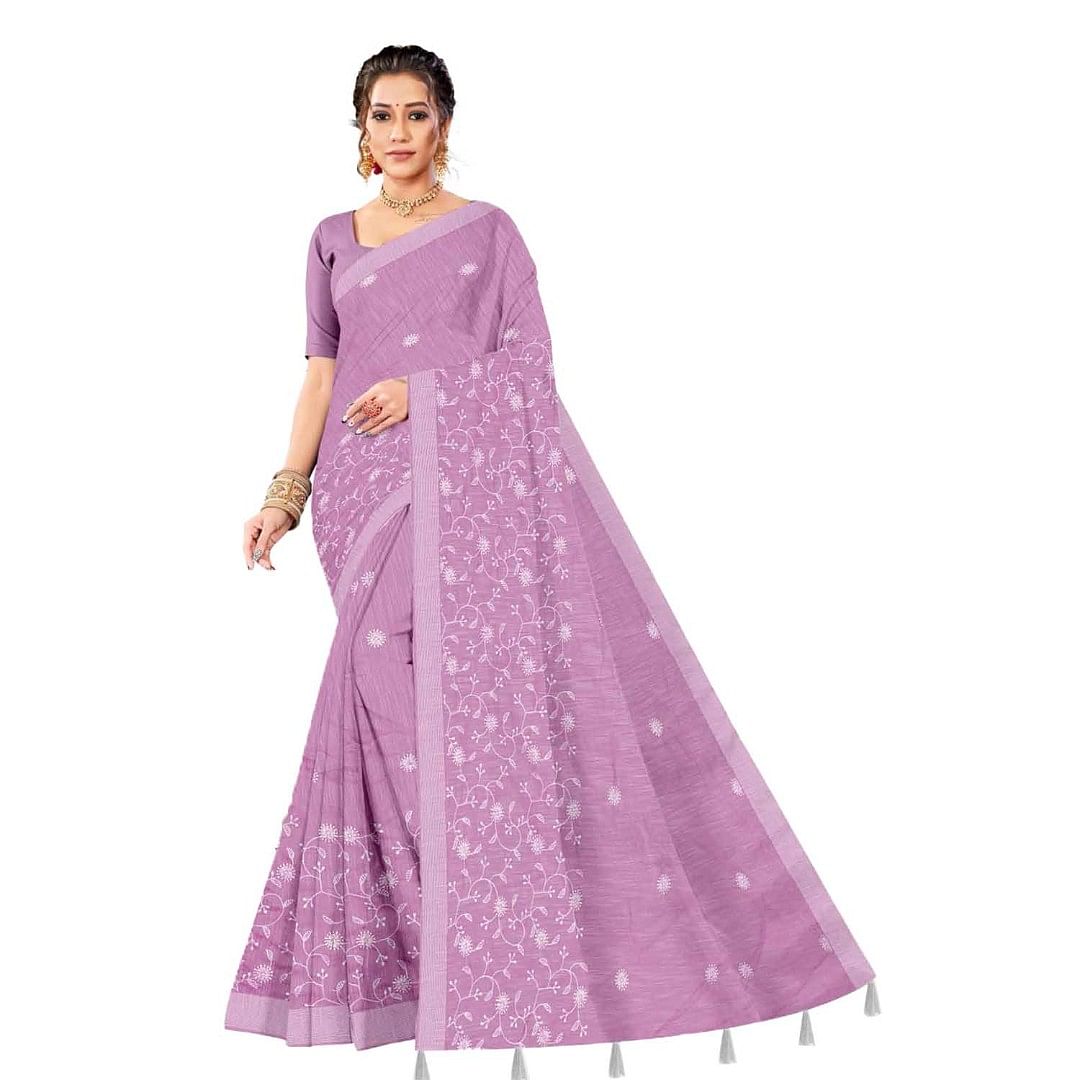 Authenzaa Women Saree ASWS076 Purple 