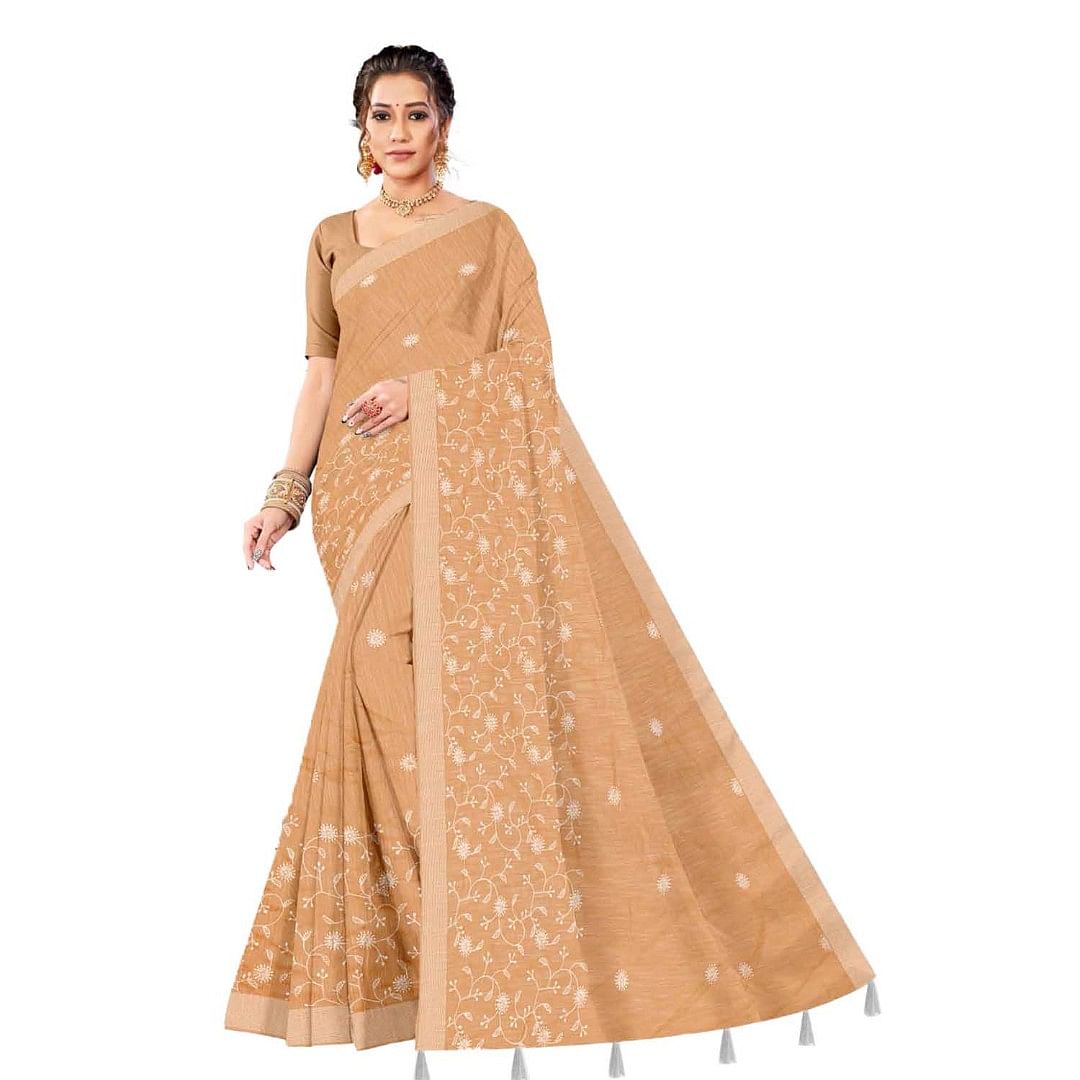 Authenzaa Women Saree ASWS076 Skin 