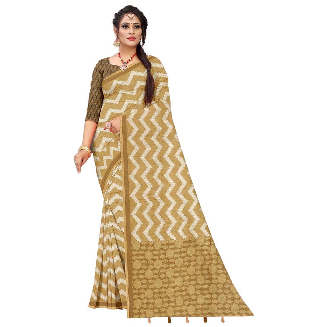 Authenzaa Women Saree ASWS071 Musturd 