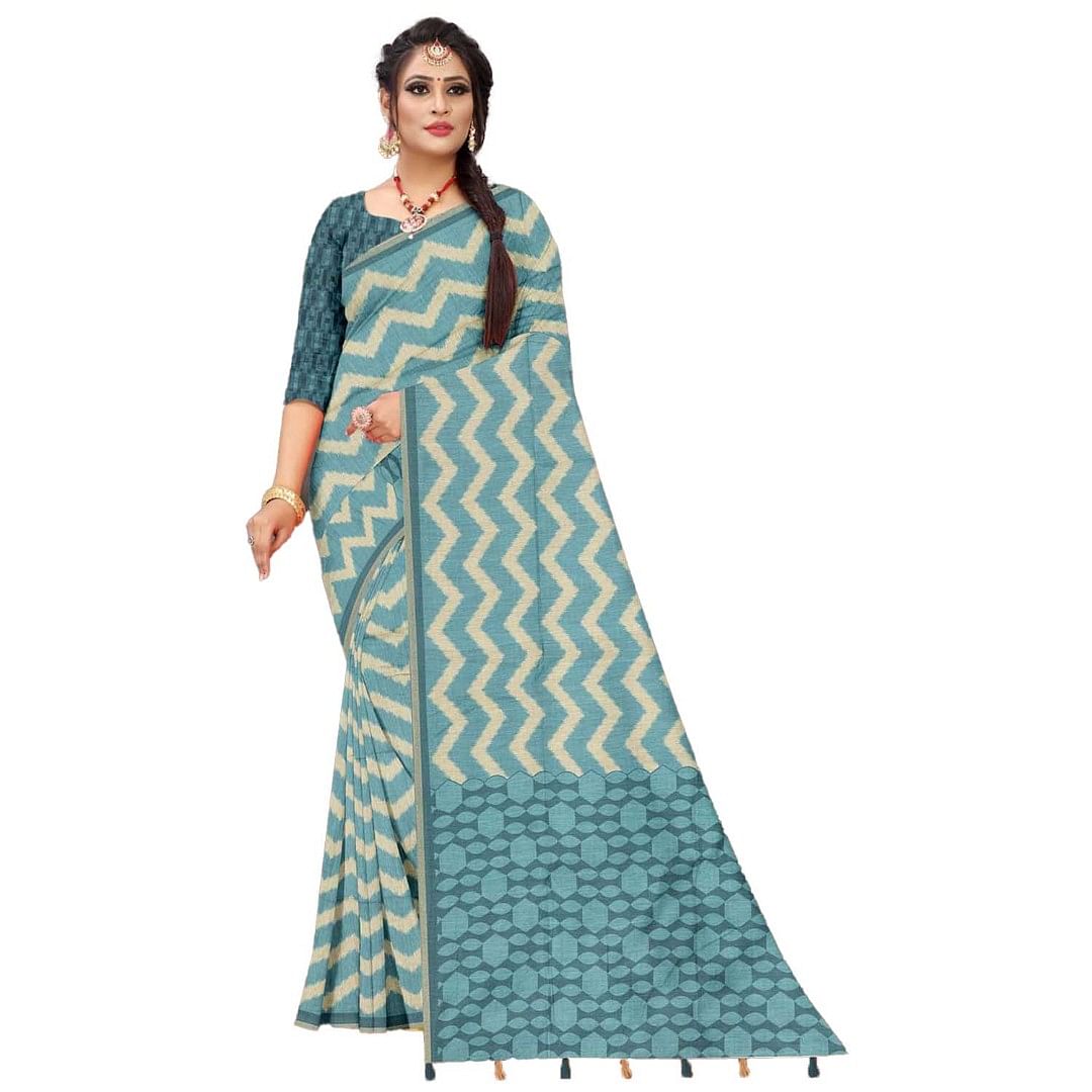 Authenzaa Women Saree ASWS071 Sky 