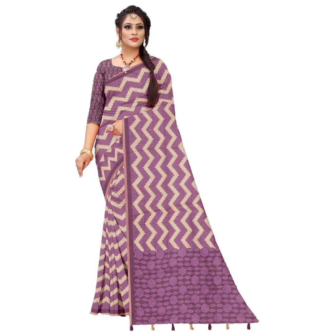 Authenzaa Women Saree ASWS071 Lavender 