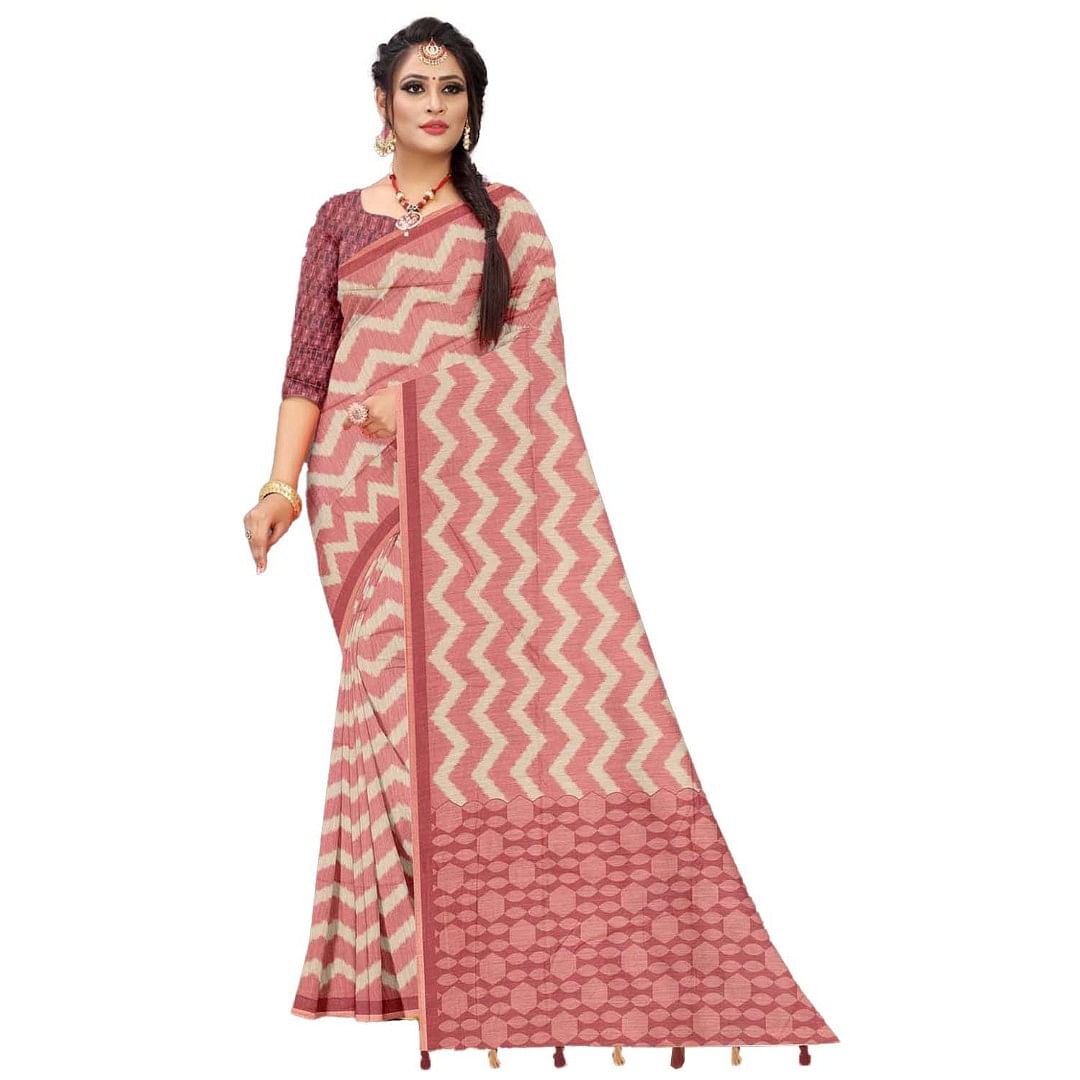 Authenzaa Women Saree ASWS071 Carrot 