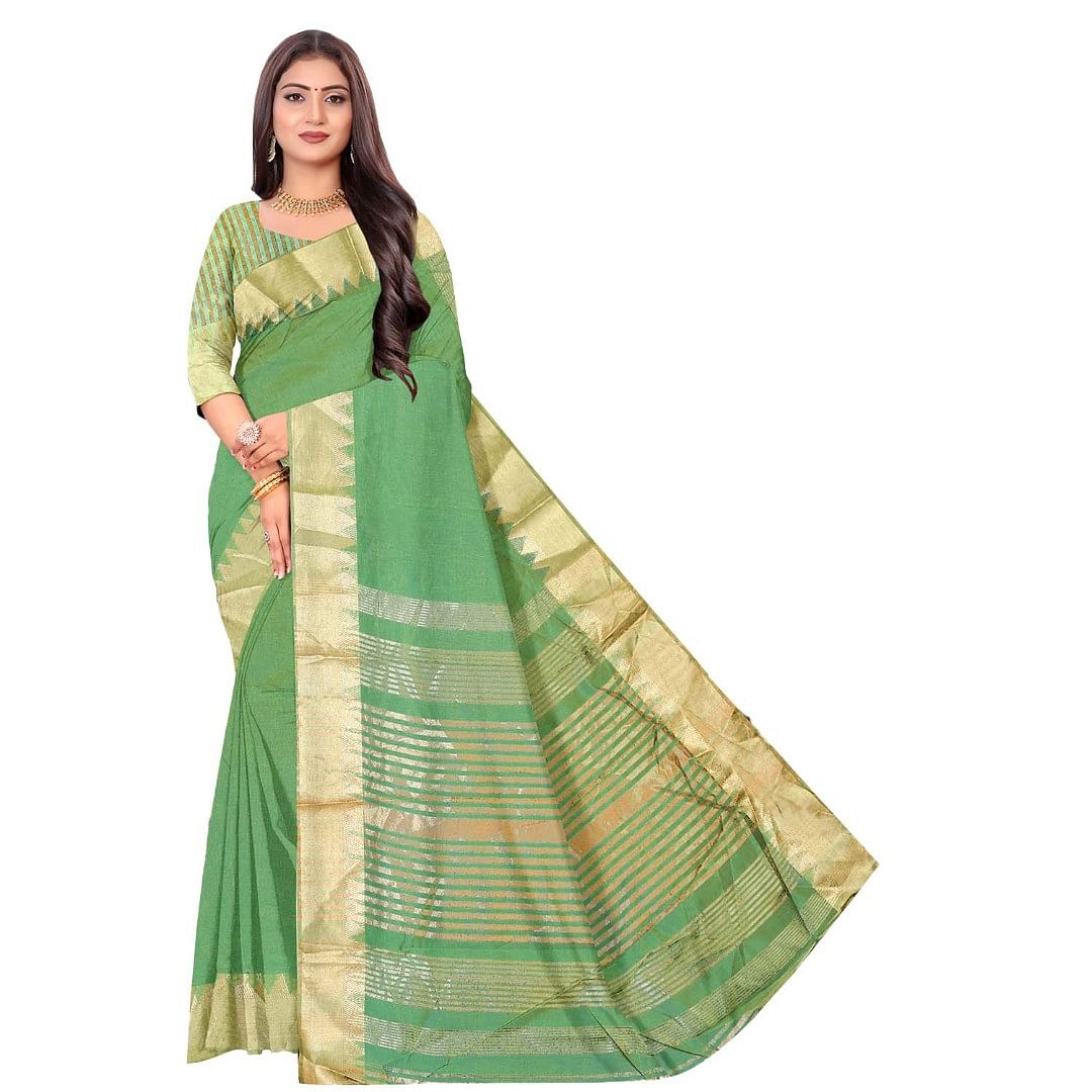 Authenzaa Women Saree ASWS073 Pista 