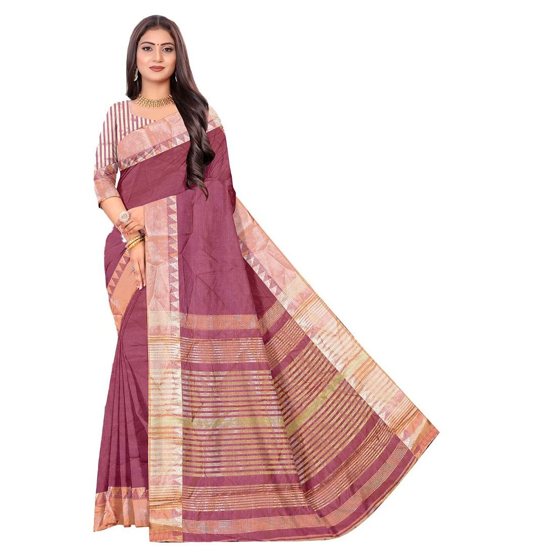 Authenzaa Women Saree ASWS073 Wine 