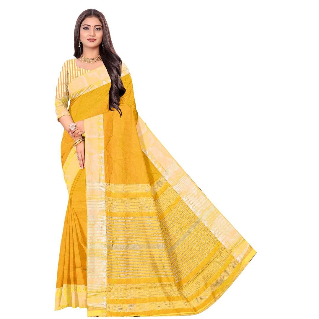Authenzaa Women Saree ASWS073 Yellow 