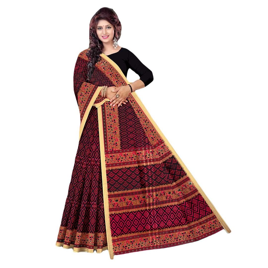 Authenzaa Women Cotton Saree JMDCS071 Jam 