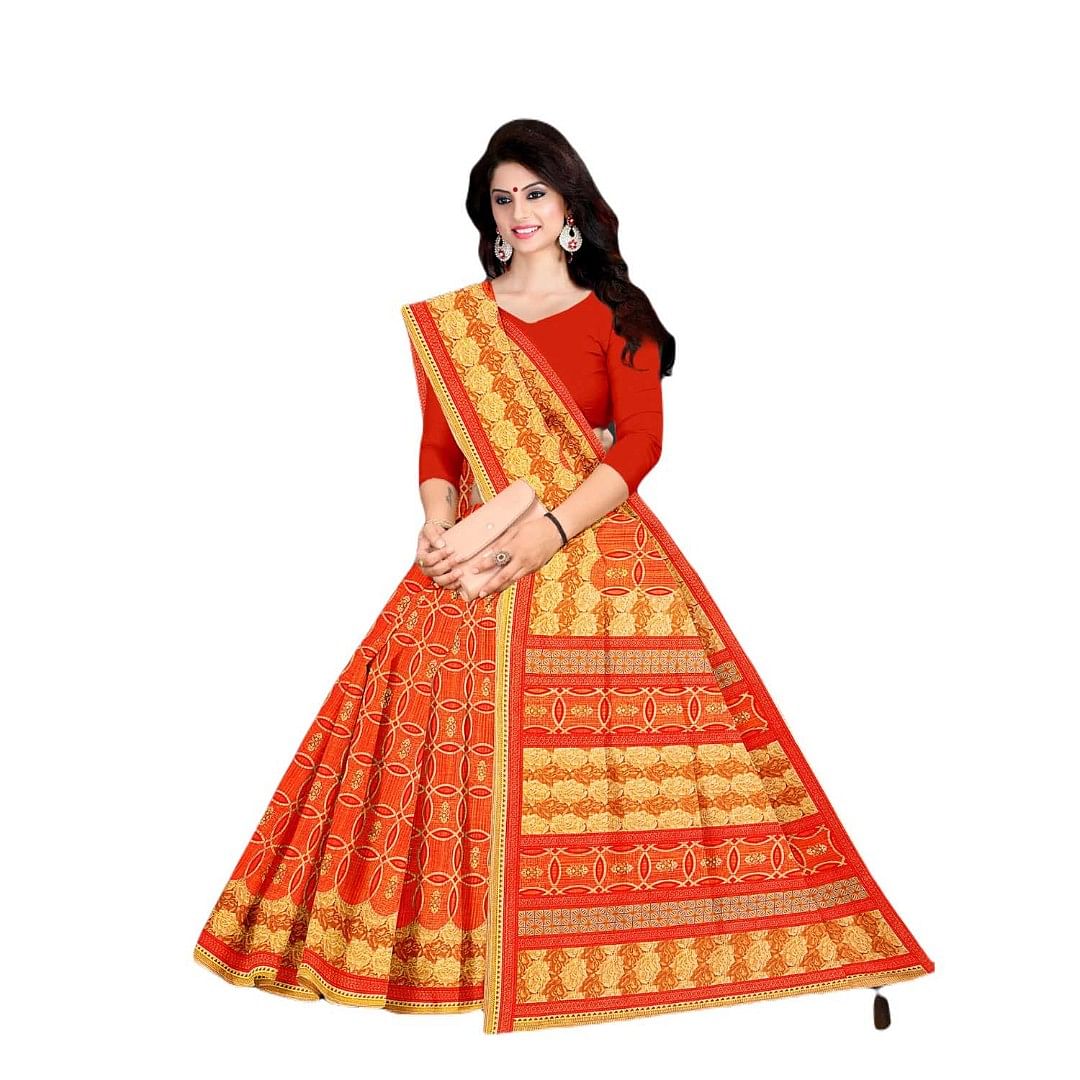 Authenzaa Women Cotton Saree JMDCS073 Honey 