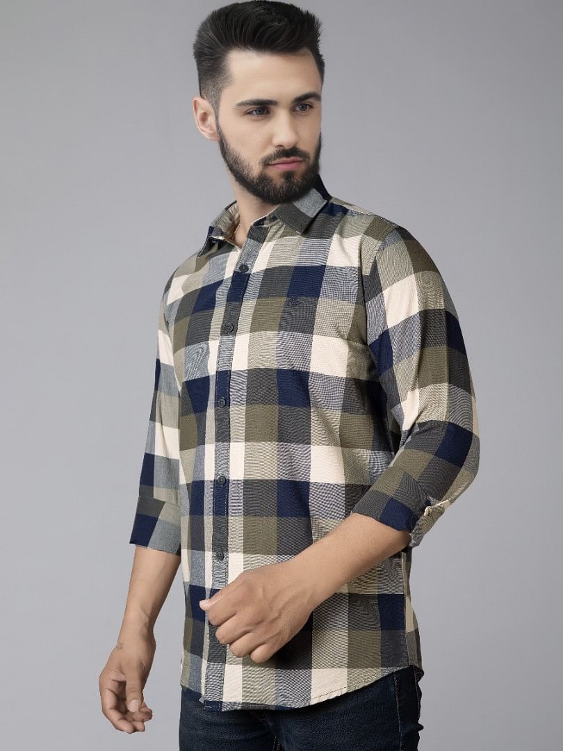 Authenzaa Men Casual Shirt SFCS119 Blue Chex 