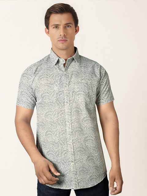 Authenzaa Men Casual Shirt SFCS129 Printed Grey 