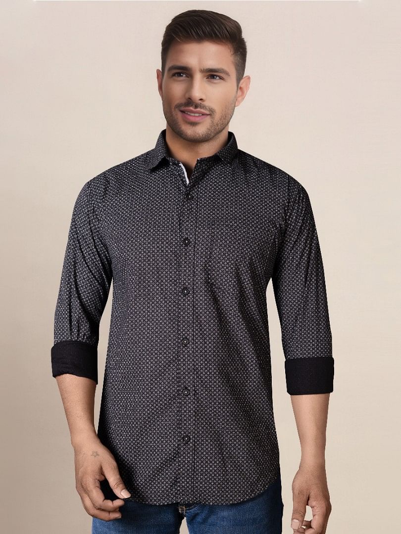 Authenzaa Men Casual Shirt SFCS141 Black 