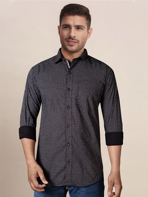 Authenzaa Men Casual Shirt SFCS141 Black 
