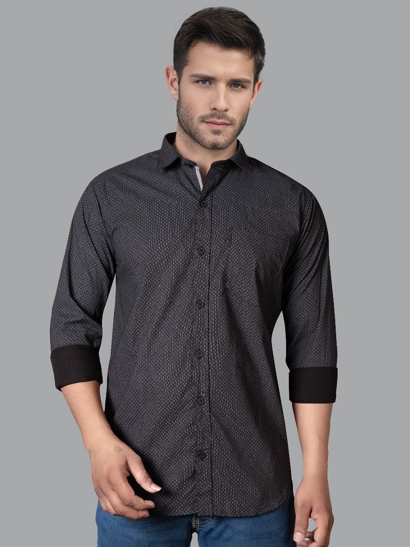 Authenzaa Men Casual Shirt SFCS144 Black 