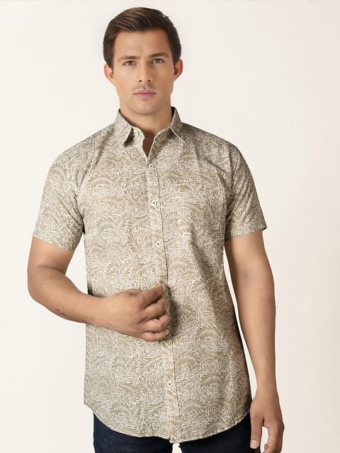 Authenzaa Men Casual Shirt SFCS130 Printed Green 