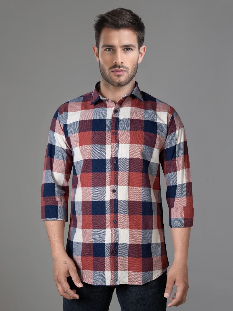 Authenzaa Men Casual Shirt SFCS118 Red Chex 