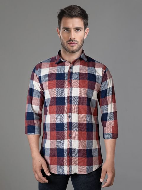 Authenzaa Men Casual Shirt SFCS118 Red Chex 