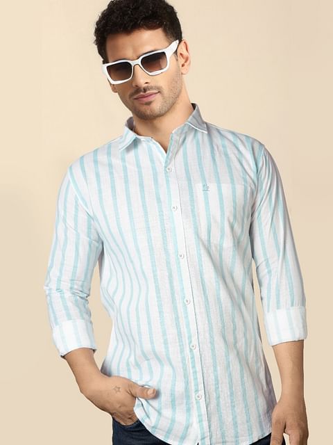 Authenzaa Men Casual Shirt SFCS131 Green Striped 