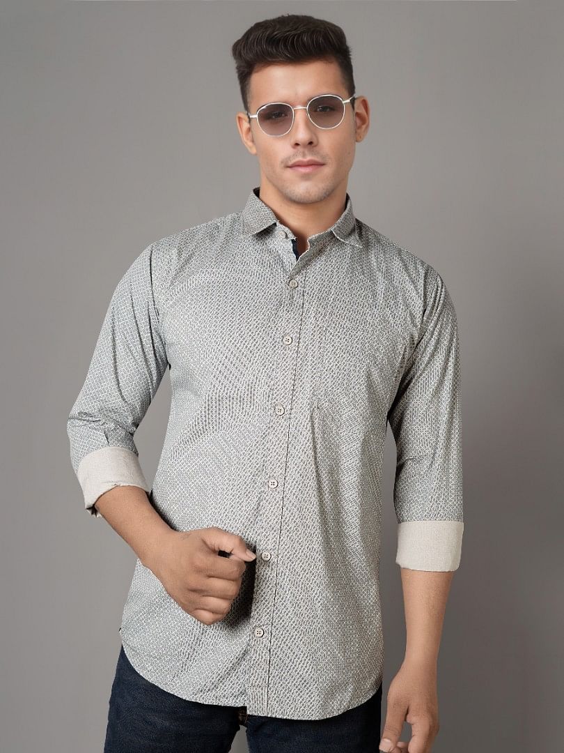 Authenzaa Men Casual Shirt SFCS143 Grey 