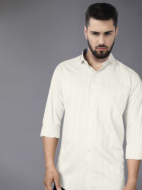 Authenzaa Men Casual Shirt SFCS120 White 