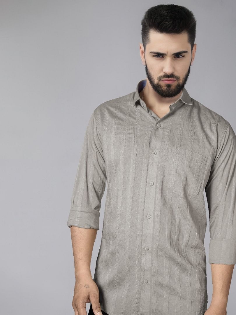 Authenzaa Men Casual Shirt SFCS123 Grey 