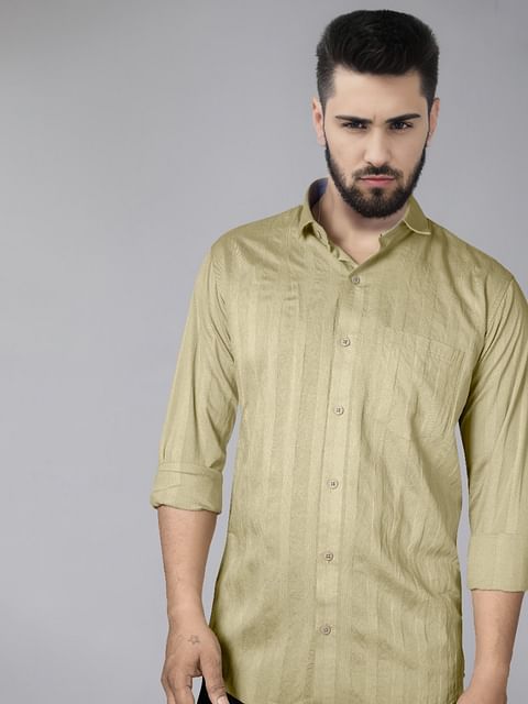 Authenzaa Men Casual Shirt SFCS122 Dark Green 