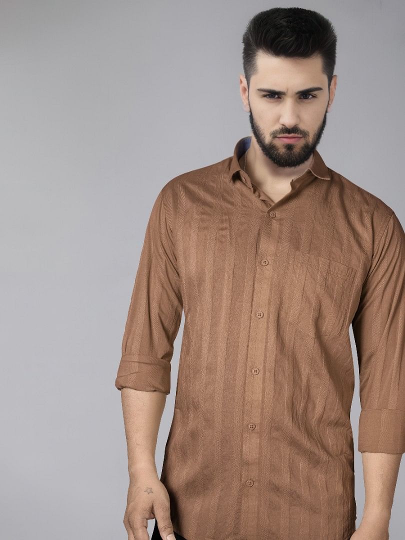 Authenzaa Men Casual Shirt SFCS124 Khakhi 