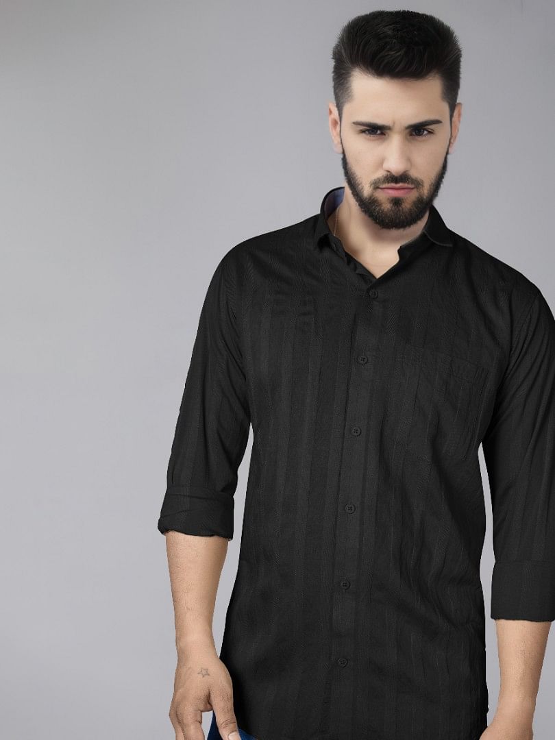 Authenzaa Men Casual Shirt SFCS126 Black 